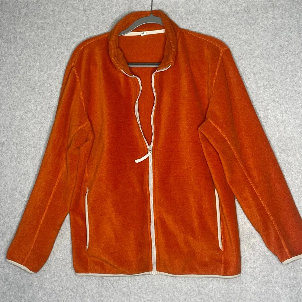 Uniqlo Women's Orange Full Zip Fleece Jacket XL - Picture 1 of 7